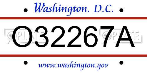 O32267A District Of Columbia License Plate