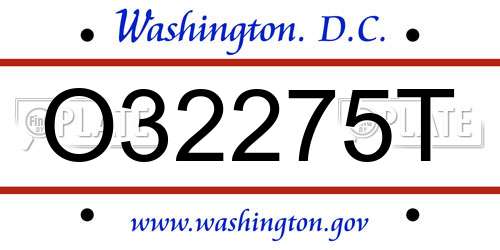 O32275T District Of Columbia License Plate