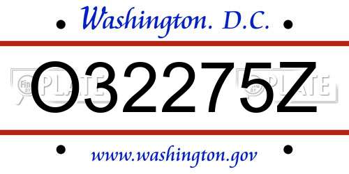 O32275Z District Of Columbia License Plate