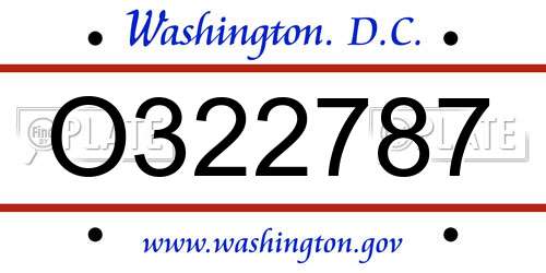 O322787 District Of Columbia License Plate