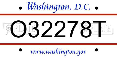 O32278T District Of Columbia License Plate
