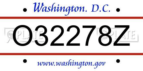 O32278Z District Of Columbia License Plate