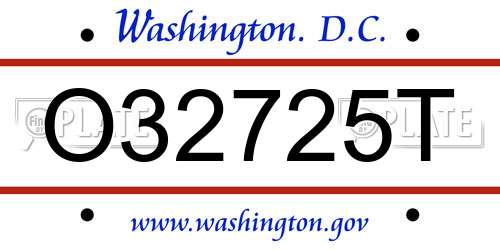 O32725T District Of Columbia License Plate