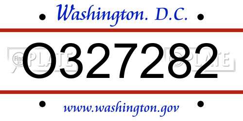 O327282 District Of Columbia License Plate