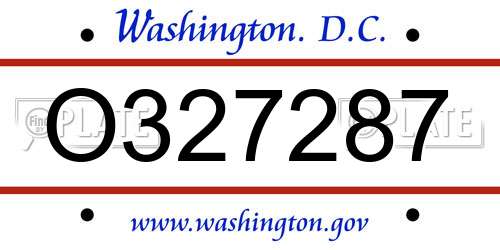 O327287 District Of Columbia License Plate