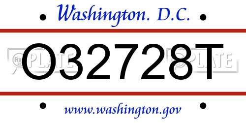 O32728T District Of Columbia License Plate