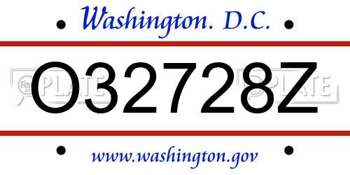 O32728Z District Of Columbia License Plate