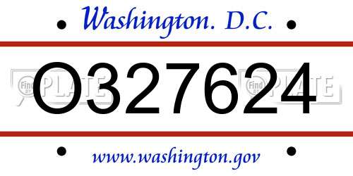 O327624 District Of Columbia License Plate
