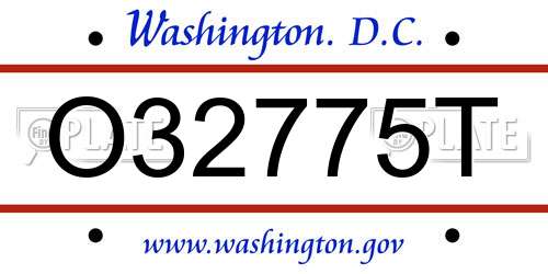 O32775T District Of Columbia License Plate