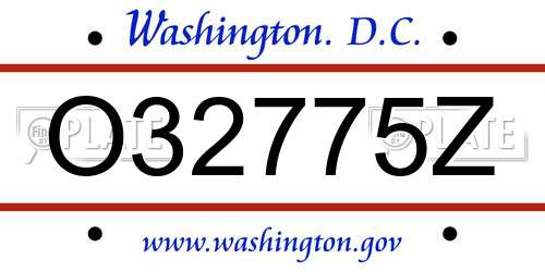O32775Z District Of Columbia License Plate