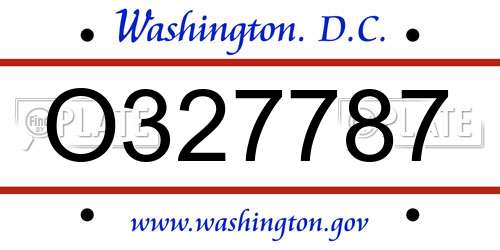 O327787 District Of Columbia License Plate