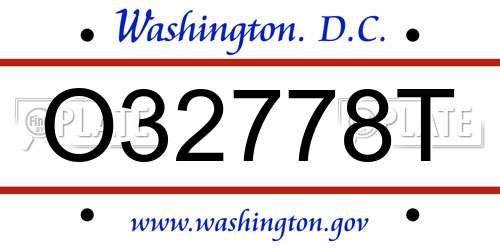 O32778T District Of Columbia License Plate