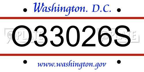 O33026S District Of Columbia License Plate
