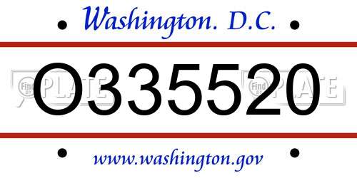 O335520 District Of Columbia License Plate