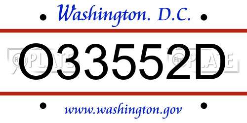 O33552D District Of Columbia License Plate
