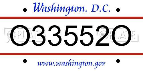 O33552O District Of Columbia License Plate