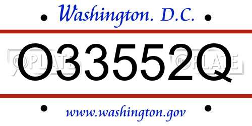 O33552Q District Of Columbia License Plate