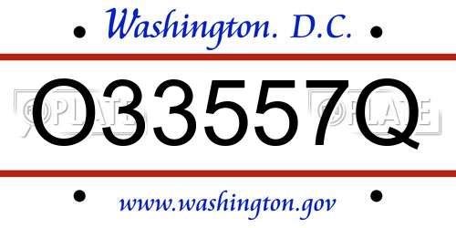 O33557Q District Of Columbia License Plate
