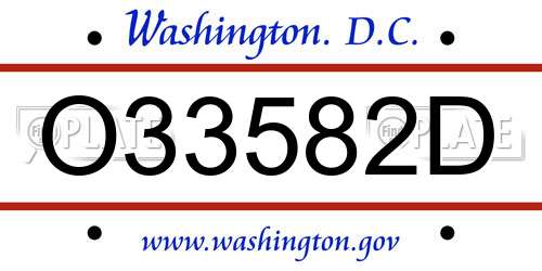 O33582D District Of Columbia License Plate