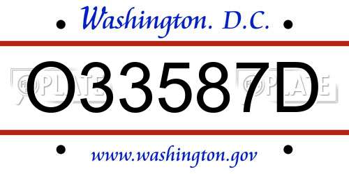 O33587D District Of Columbia License Plate