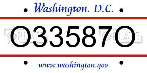 O33587O District Of Columbia License Plate