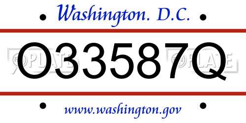 O33587Q District Of Columbia License Plate
