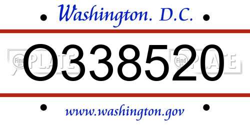O338520 District Of Columbia License Plate