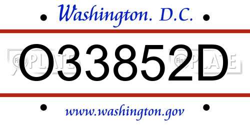 O33852D District Of Columbia License Plate