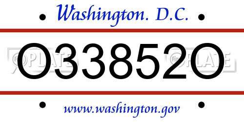 O33852O District Of Columbia License Plate