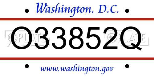 O33852Q District Of Columbia License Plate