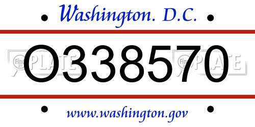 O338570 District Of Columbia License Plate