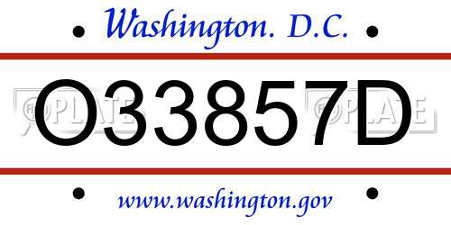 O33857D District Of Columbia License Plate