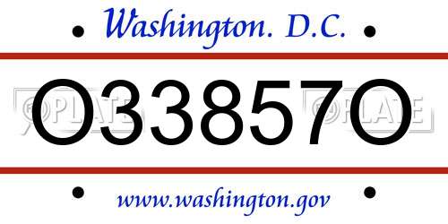 O33857O District Of Columbia License Plate