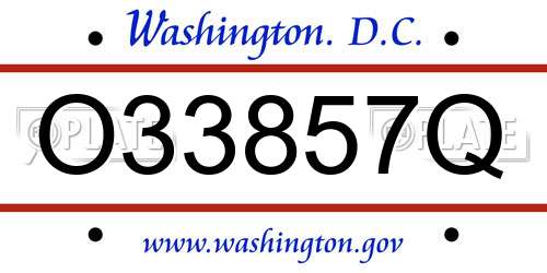 O33857Q District Of Columbia License Plate