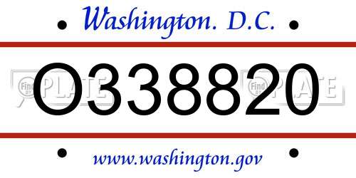 O338820 District Of Columbia License Plate