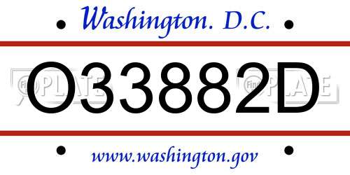 O33882D District Of Columbia License Plate