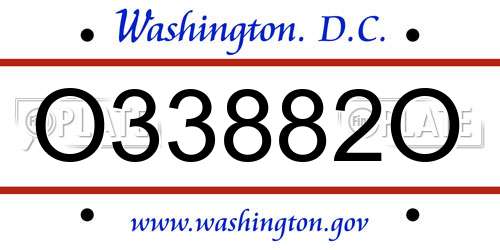 O33882O District Of Columbia License Plate
