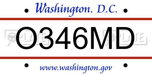 O346MD District Of Columbia License Plate