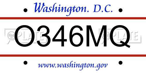 O346MQ District Of Columbia License Plate