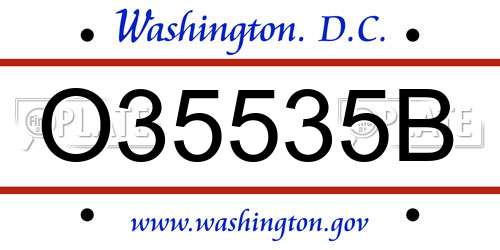 O35535B District Of Columbia License Plate