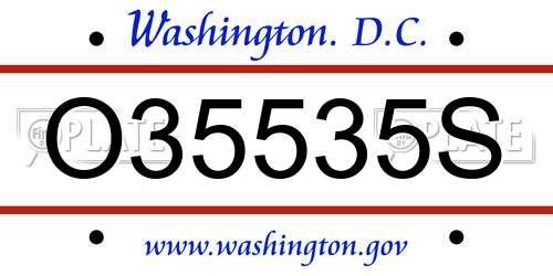 O35535S District Of Columbia License Plate