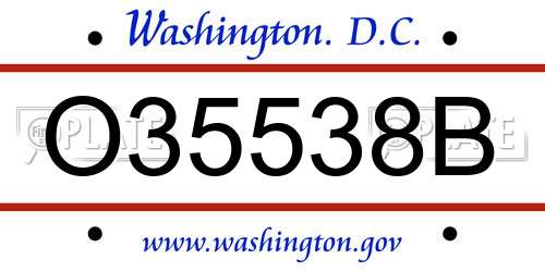 O35538B District Of Columbia License Plate