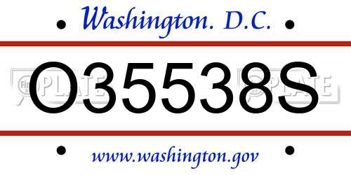 O35538S District Of Columbia License Plate