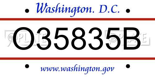 O35835B District Of Columbia License Plate