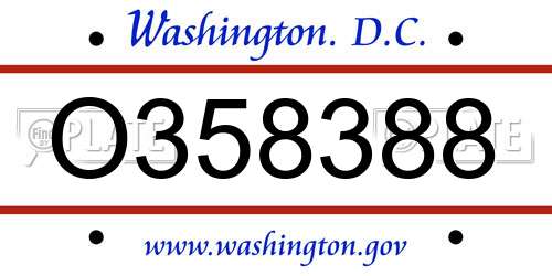 O358388 District Of Columbia License Plate