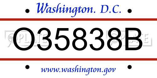 O35838B District Of Columbia License Plate