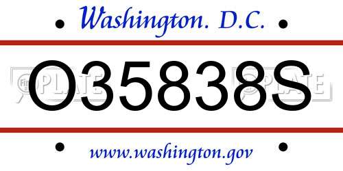 O35838S District Of Columbia License Plate