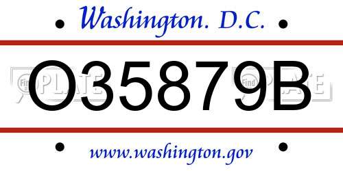 O35879B District Of Columbia License Plate