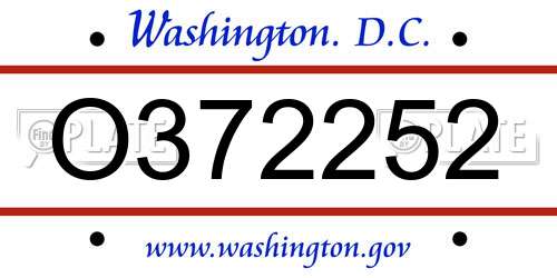 O372252 District Of Columbia License Plate