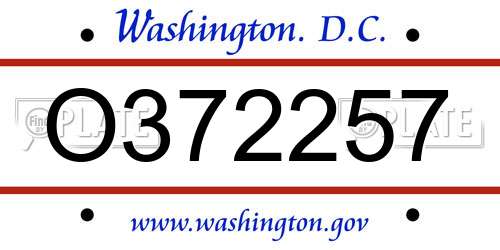 O372257 District Of Columbia License Plate